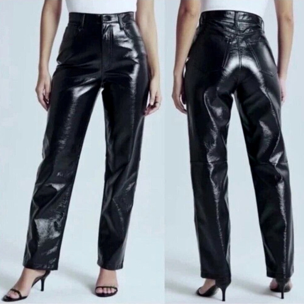 NWT Abercrombie & Fitch 90s Straight Ultra High Rise Pants Faux Leather